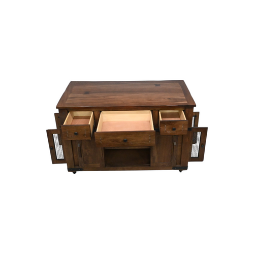 Millwood Pines Dobby 3 Drawer Kitchen Island With 2 Sliding Doors, 2 Mesh Doors On Each Side, image 9