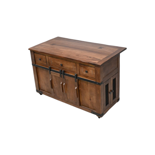 Millwood Pines Dobby 3 Drawer Kitchen Island With 2 Sliding Doors, 2 Mesh Doors On Each Side, image 3