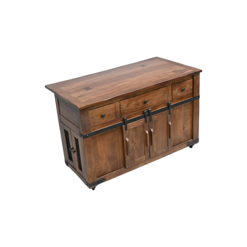 Millwood Pines Dobby 3 Drawer Kitchen Island With 2 Sliding Doors, 2 Mesh Doors On Each Side, image 5