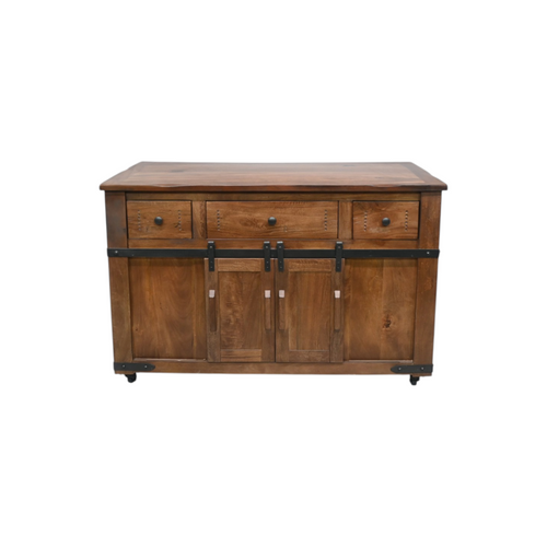 Millwood Pines Dobby 3 Drawer Kitchen Island With 2 Sliding Doors, 2 Mesh Doors On Each Side, image 2