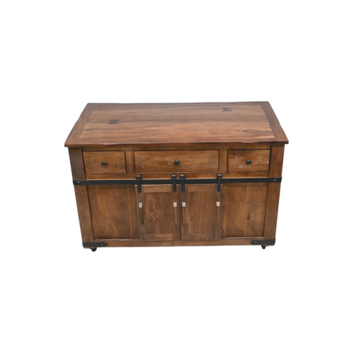 Millwood Pines Dobby 3 Drawer Kitchen Island With 2 Sliding Doors, 2 Mesh Doors On Each Side, image 4
