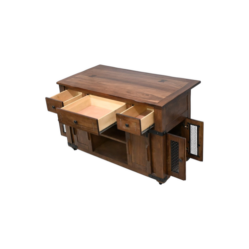 Millwood Pines Dobby 3 Drawer Kitchen Island With 2 Sliding Doors, 2 Mesh Doors On Each Side, image 6