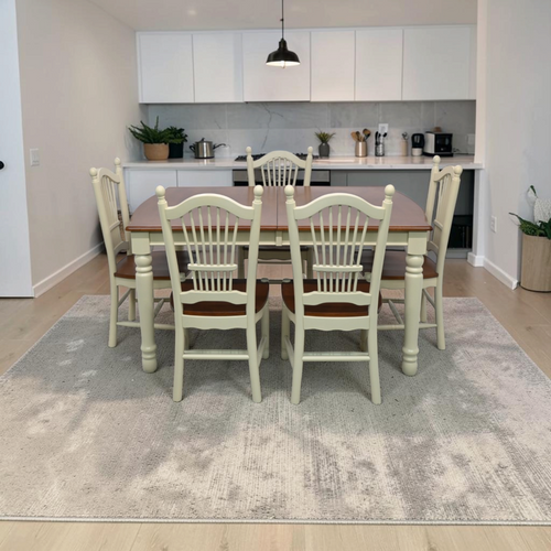 Canora Grey 6 Piece Modern Dining Table Set Includes a Rectangle Wooden Table with Butterfly Leaf and 5 Kitchen Dining Chairs, Buttermilk & Cherry, image 1