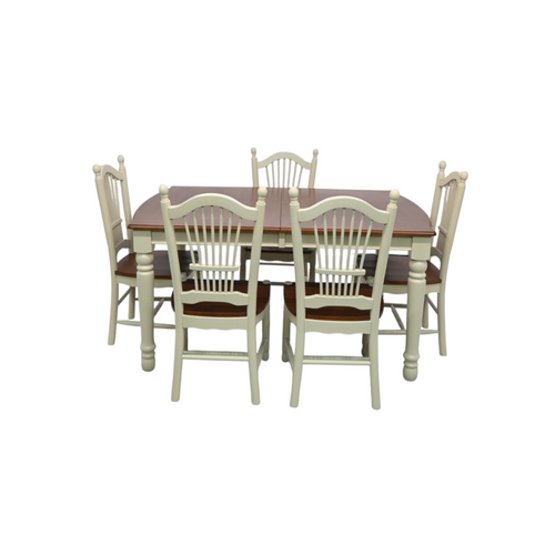 Canora Grey 6 Piece Modern Dining Table Set Includes a Rectangle Wooden Table with Butterfly Leaf and 5 Kitchen Dining Chairs, Buttermilk & Cherry, image 2