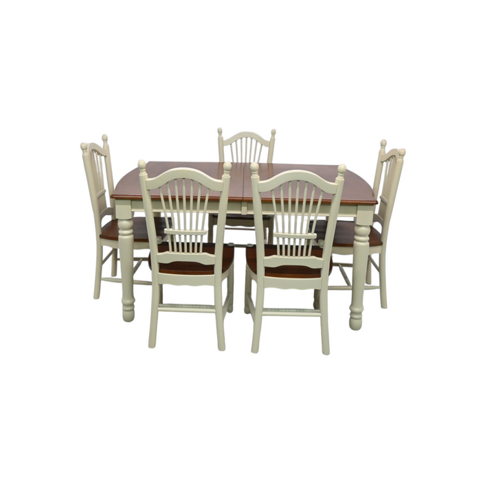 Canora Grey 6 Piece Modern Dining Table Set Includes a Rectangle Wooden Table with Butterfly Leaf and 5 Kitchen Dining Chairs, Buttermilk & Cherry, image 2