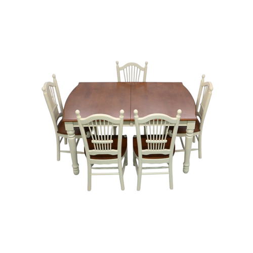 Canora Grey 6 Piece Modern Dining Table Set Includes a Rectangle Wooden Table with Butterfly Leaf and 5 Kitchen Dining Chairs, Buttermilk & Cherry, image 4