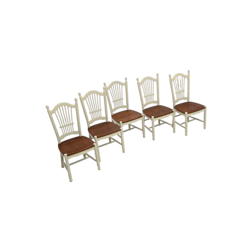 Canora Grey 6 Piece Modern Dining Table Set Includes a Rectangle Wooden Table with Butterfly Leaf and 5 Kitchen Dining Chairs, Buttermilk & Cherry, image 7
