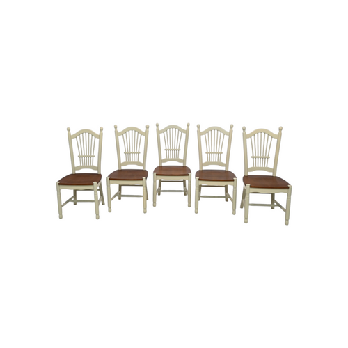 Canora Grey 6 Piece Modern Dining Table Set Includes a Rectangle Wooden Table with Butterfly Leaf and 5 Kitchen Dining Chairs, Buttermilk & Cherry, image 6
