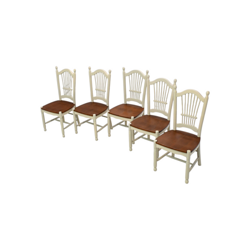 Canora Grey 6 Piece Modern Dining Table Set Includes a Rectangle Wooden Table with Butterfly Leaf and 5 Kitchen Dining Chairs, Buttermilk & Cherry, image 8