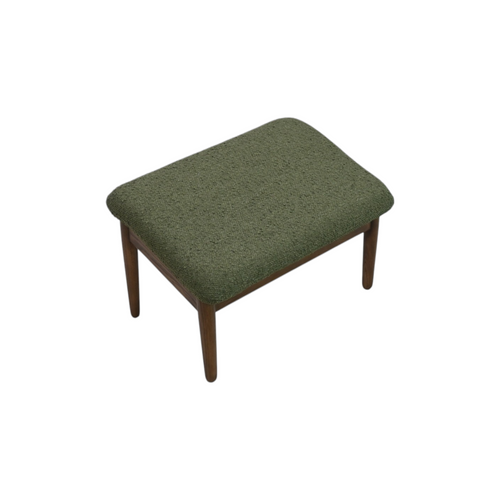 Burrow Gimlet Ottoman - Moss Green - Performance Boucle, Walnut, image 3