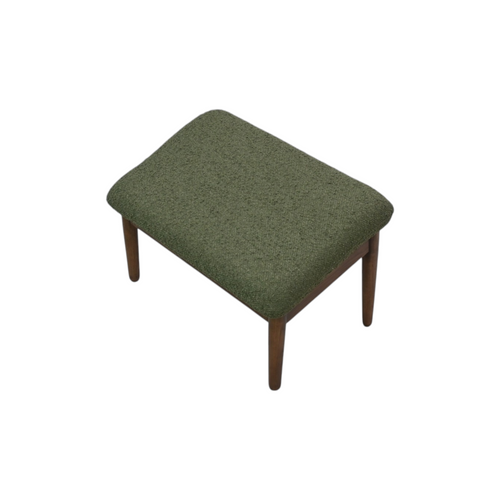 Burrow Gimlet Ottoman - Moss Green - Performance Boucle, Walnut, image 5