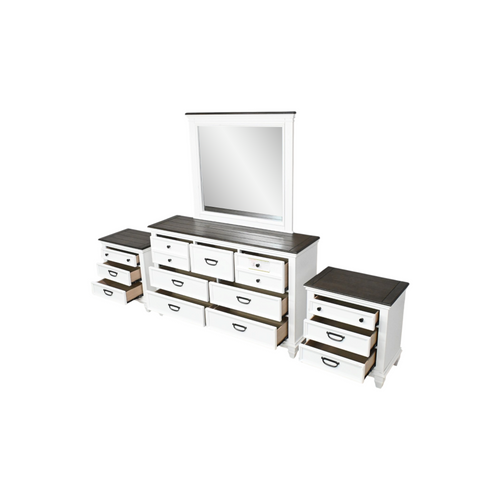 Laurel Foundry Modern Farmhouse Semaj 7 - Drawer Dresser with Flat Mirror and 2pc Nightstand Set, image 9