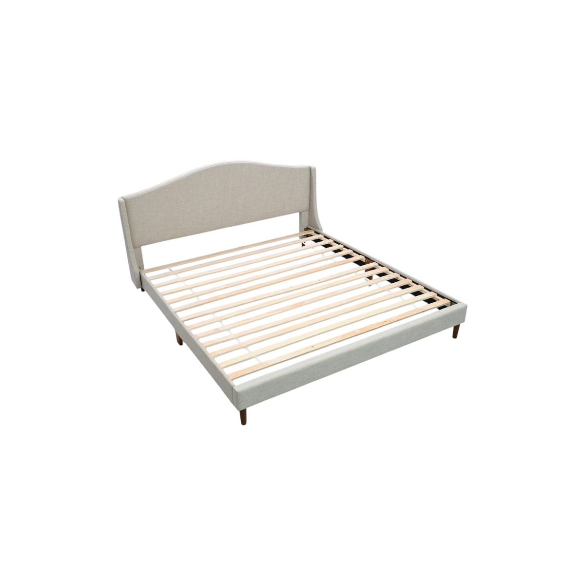 Martha Stewart Amelia Upholstered Platform King Bed With Curved Headboard