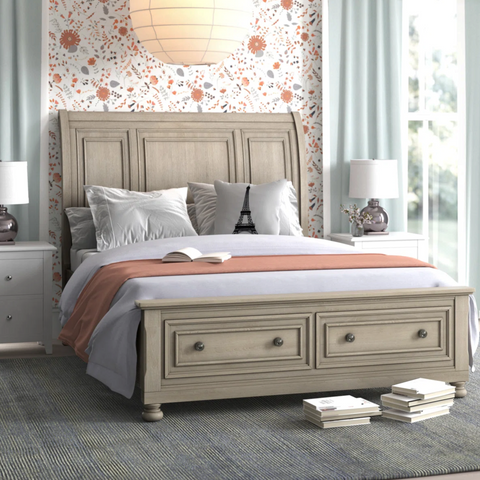 Lark Manor Alek Transitional Storage Platform Queen Bed with Dovetail Footboard Drawers
