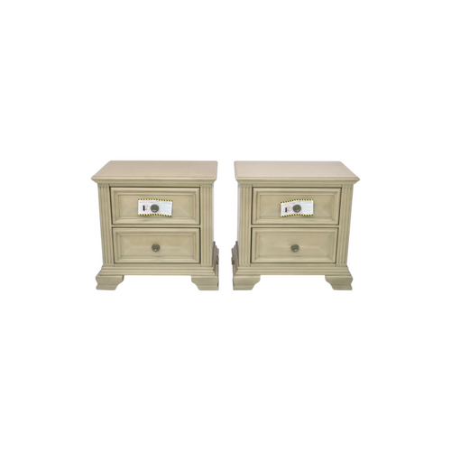 Charlton Home Samuelsson Solid Wood Nightstand Set of 2, Distressed Parchment, image 2