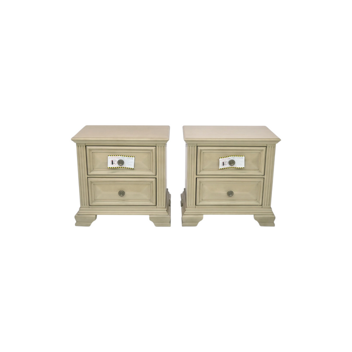Charlton Home Samuelsson Solid Wood Nightstand Set of 2, Distressed Parchment, image 2
