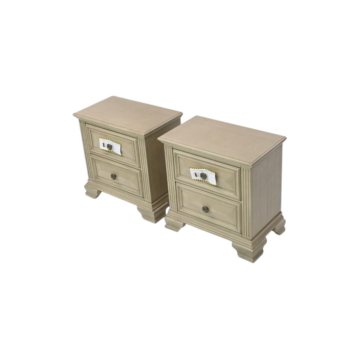 Charlton Home Samuelsson Solid Wood Nightstand Set of 2, Distressed Parchment, image 3