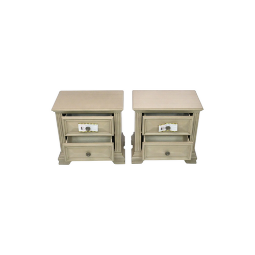Charlton Home Samuelsson Solid Wood Nightstand Set of 2, Distressed Parchment, image 9