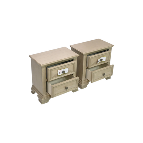 Charlton Home Samuelsson Solid Wood Nightstand Set of 2, Distressed Parchment, image 6