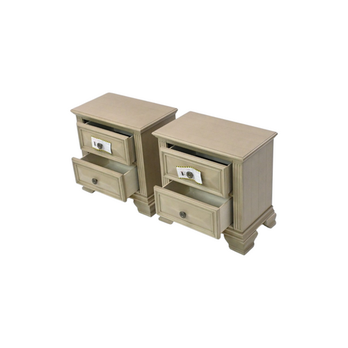 Charlton Home Samuelsson Solid Wood Nightstand Set of 2, Distressed Parchment, image 8