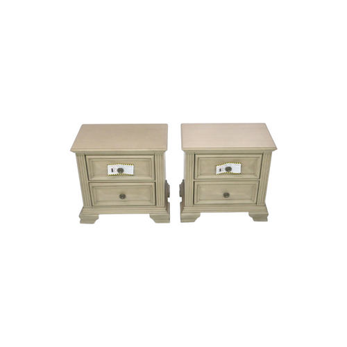 Charlton Home Samuelsson Solid Wood Nightstand Set of 2, Distressed Parchment, image 4