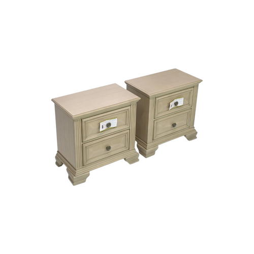 Charlton Home Samuelsson Solid Wood Nightstand Set of 2, Distressed Parchment, image 5