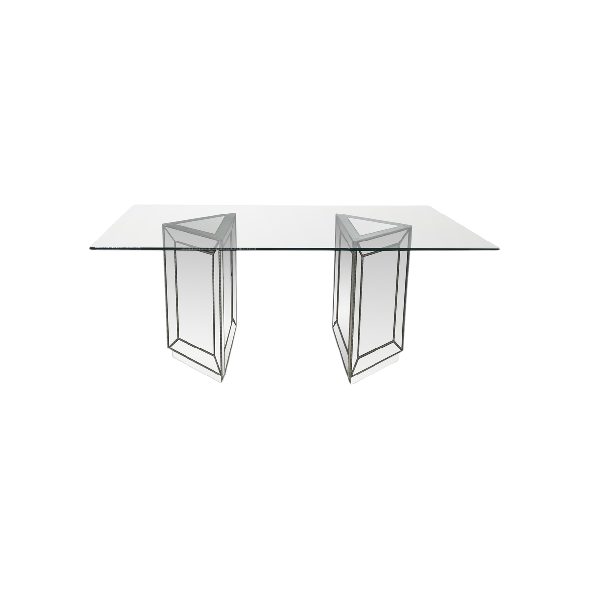 BestMasterFurniture Solene Glass Top with Mirrored Base Dining Table