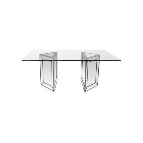 BestMasterFurniture Solene Glass Top with Mirrored Base Dining Table, image 2