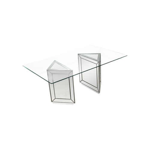 BestMasterFurniture Solene Glass Top with Mirrored Base Dining Table, image 4