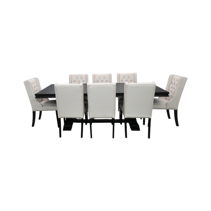 Luxe by East West Furniture 9 Piece Kitchen Table Set Includes a Rectangle Dining Table with Removable Leaf and 8 Light Tan Linen Fabric Parson Dining Chairs, Antique Walnut, image 2