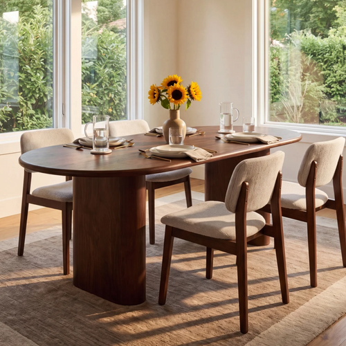 AllModern Chetna Acacia Solid Wood Dining Table, image 1