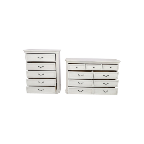 Charlton Home Cressa Traditional Wood 9-Drawer Dresser and 5-drawer Chest Set, image 6