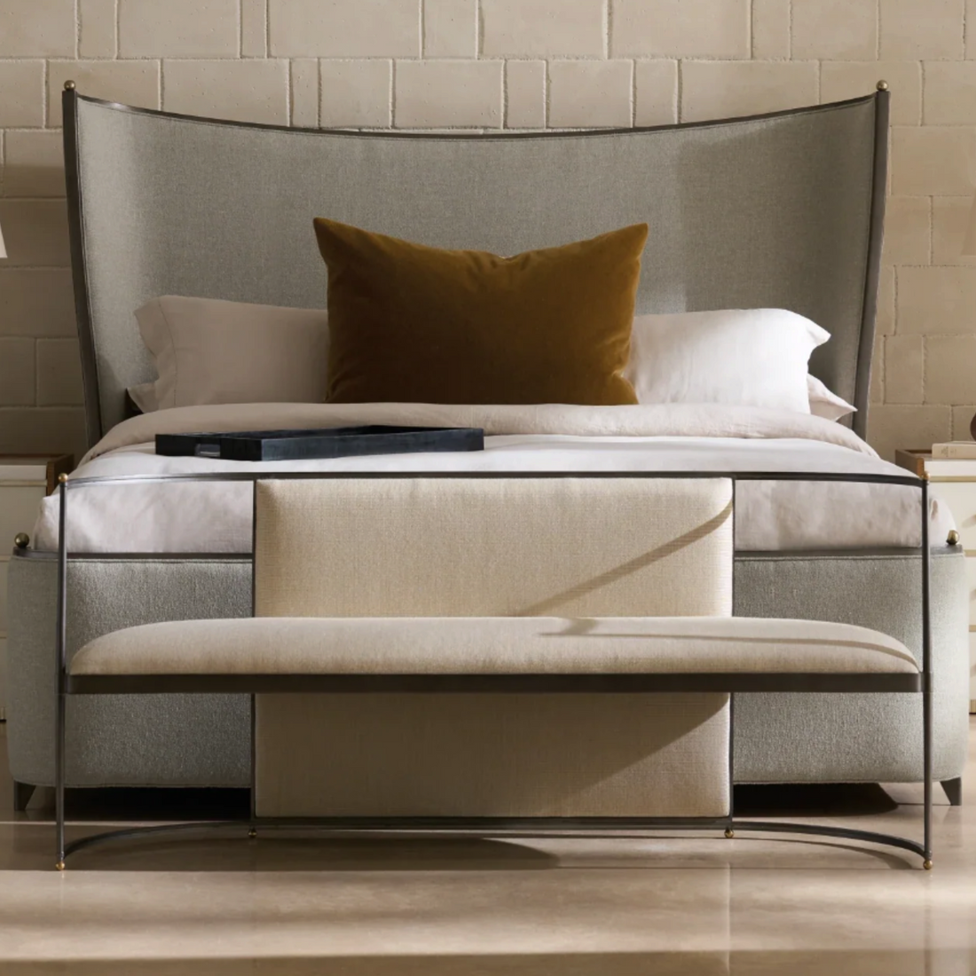 Caracole Toulouse Wool Upholstered Bench