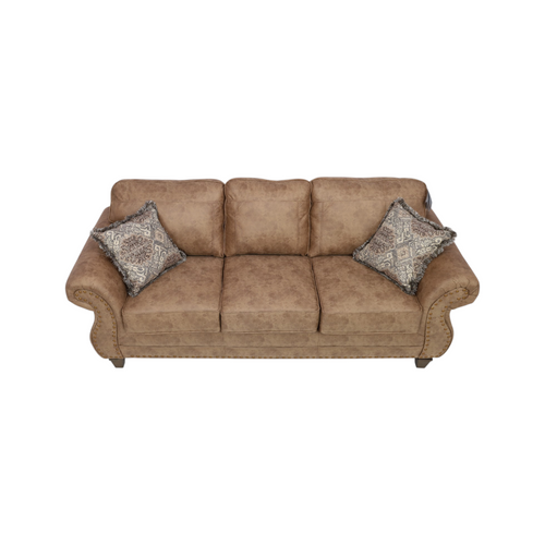 Canora Grey Macalla Faux Leather Sofa with Antique Bronze Nailheads, image 4