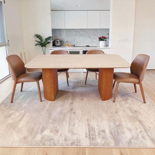 Latitude Run Noaah Modern Retangular Dining Table, Sintered Stone Tabletop, Wood Legs with Solid Wood Veneer, image 1
