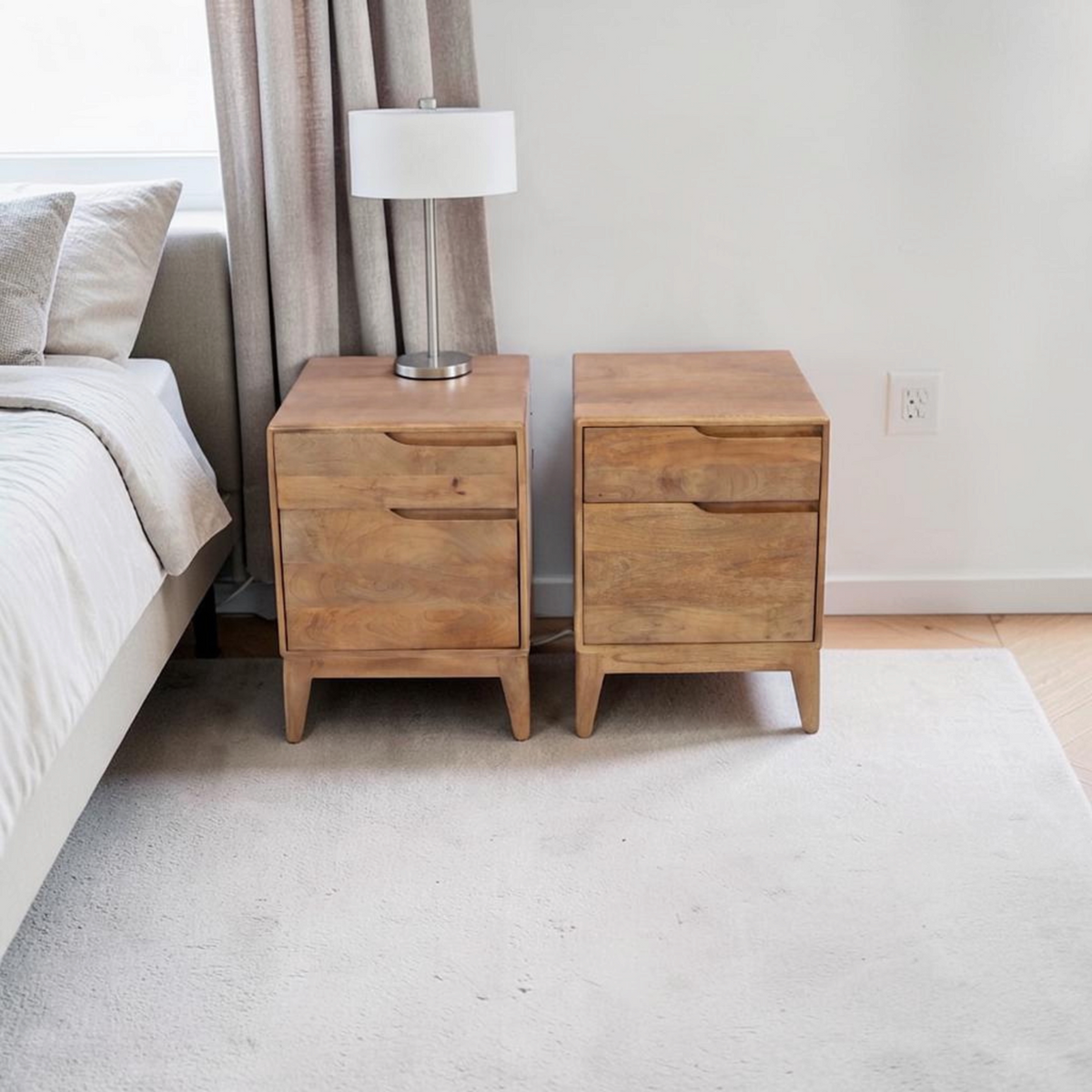 Tikamoon Gabrielle Solid Wood Nightstand Set of 2