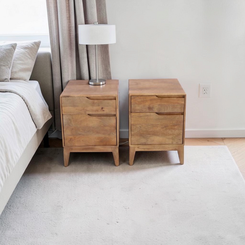Tikamoon Gabrielle Solid Wood Nightstand Set of 2