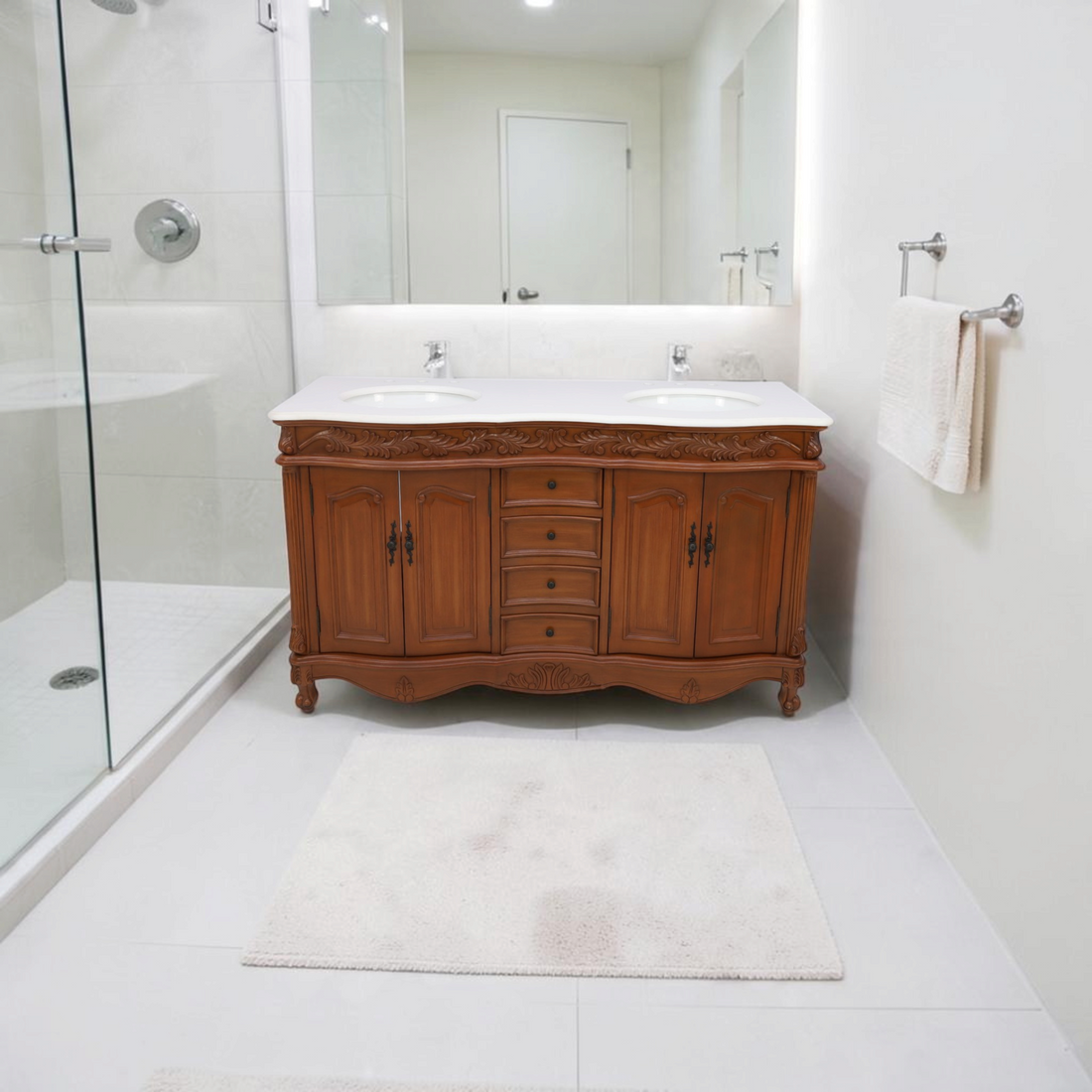 Etta Avenue Mannie 60'' Double Bathroom Vanity with Engineered Marble Top