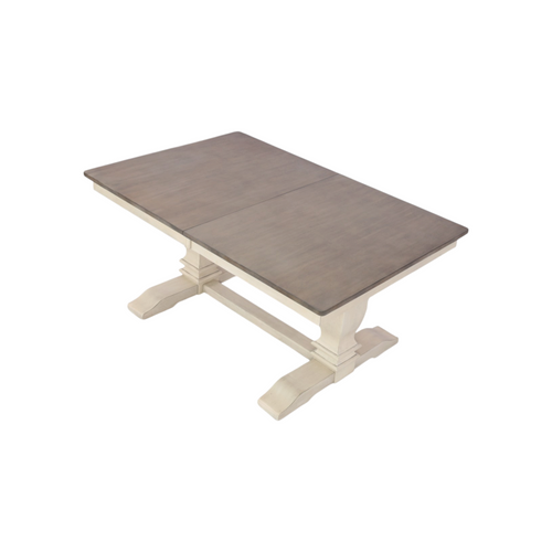 Rosalind Wheeler Florez Extendable Rectangle Solid Wood Dining Table in White and Grey