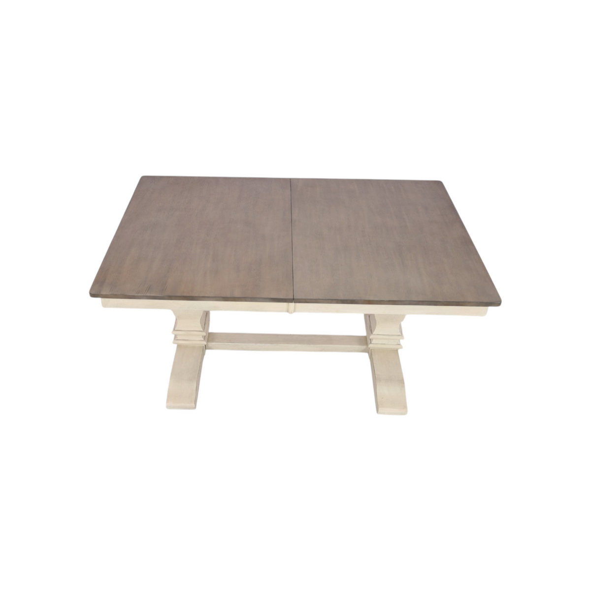 Rosalind Wheeler Florez Extendable Rectangle Solid Wood Dining Table in White and Grey