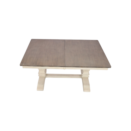 Rosalind Wheeler Florez Extendable Rectangle Solid Wood Dining Table in White and Grey, image 5