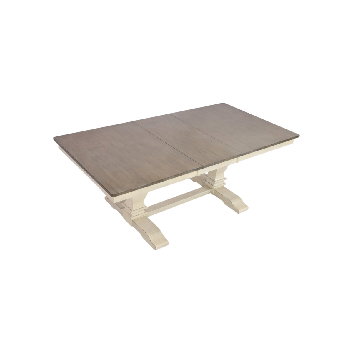 Rosalind Wheeler Florez Extendable Rectangle Solid Wood Dining Table in White and Grey