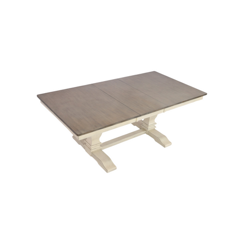 Rosalind Wheeler Florez Extendable Rectangle Solid Wood Dining Table in White and Grey, image 4
