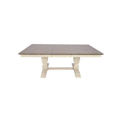 Rosalind Wheeler Florez Extendable Rectangle Solid Wood Dining Table in White and Grey, image 7