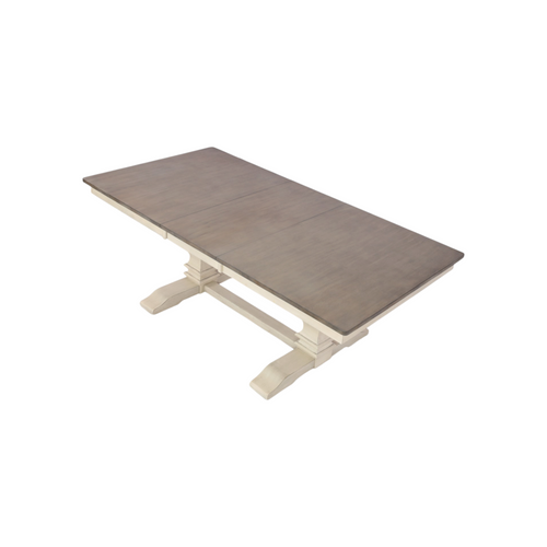 Rosalind Wheeler Florez Extendable Rectangle Solid Wood Dining Table in White and Grey, image 8