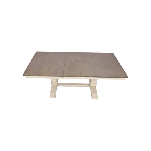 Rosalind Wheeler Florez Extendable Rectangle Solid Wood Dining Table in White and Grey, image 9