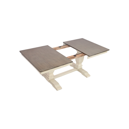 Rosalind Wheeler Florez Extendable Rectangle Solid Wood Dining Table in White and Grey, image 10