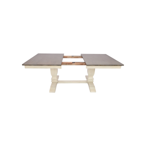 Rosalind Wheeler Florez Extendable Rectangle Solid Wood Dining Table in White and Grey, image 11
