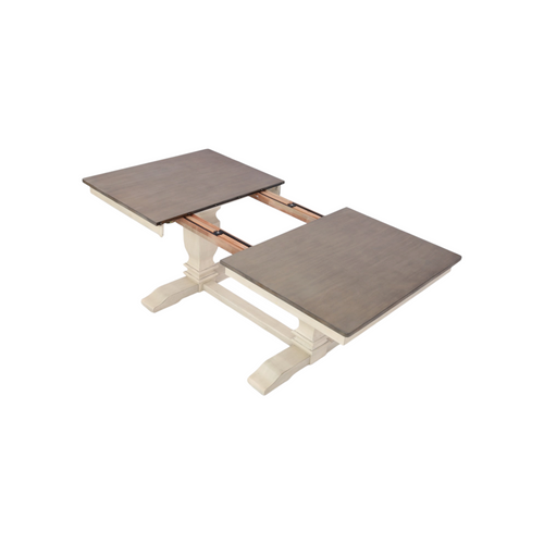 Rosalind Wheeler Florez Extendable Rectangle Solid Wood Dining Table in White and Grey, image 12