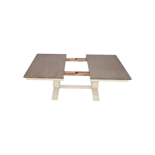 Rosalind Wheeler Florez Extendable Rectangle Solid Wood Dining Table in White and Grey, image 13